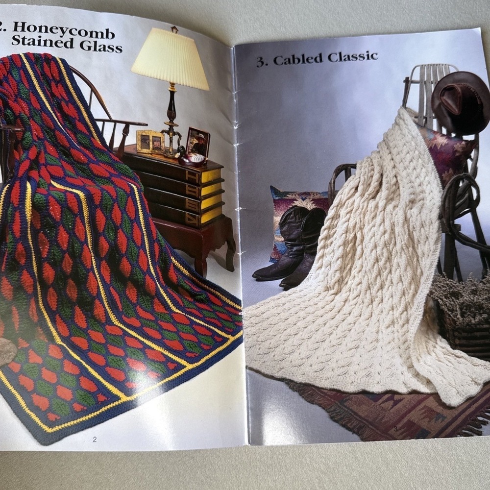 Vtg Rare Red Heart Easy Afghans to Knit or Crochet 1994 Bk 1406 Pattern Yarn DIY - Picture 9 of 14